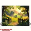 2D graphic design 1 piece of sunlit rural path background fabric suitable for home party decoration