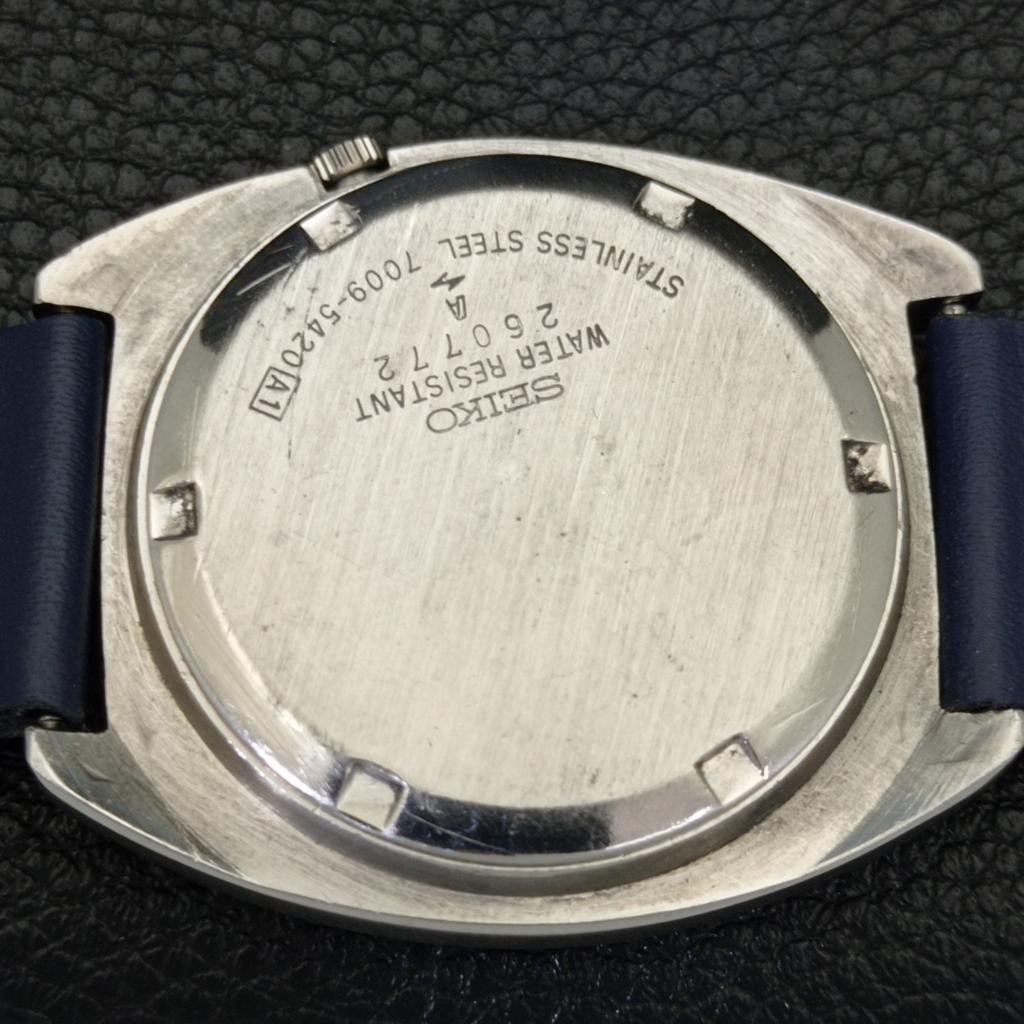 AUTOMATIC 7009A VINTAGE SEIKO 5 JAPAN MENS BLUE COLOR DIAL WATCH A701450-5 R206b-a701450