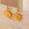 Exaggerated Titanium Steel Sunflower Earrings for Women - Retro High-End Studs