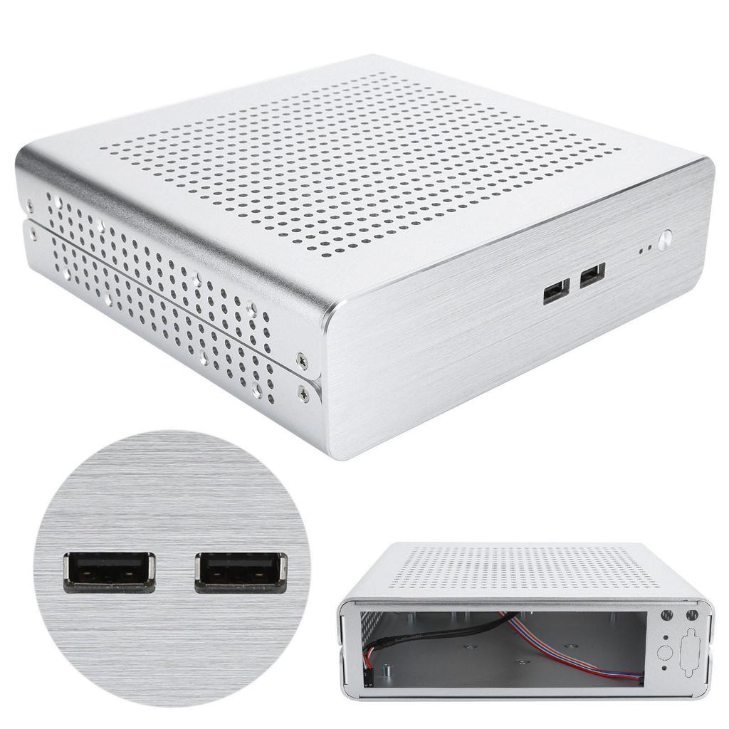 G60S HTPC Gehäuse Vollaluminium ATX Netzteil ITX Gehäuse für Desktop Computer(Silber USB 2.0)