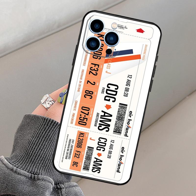 Authentic Airline Boarding Pass Phone Case For iPhone 14 11 12 13 15 16 Pro Max Mini X XR XS MAX Plus Silicone Cover Case