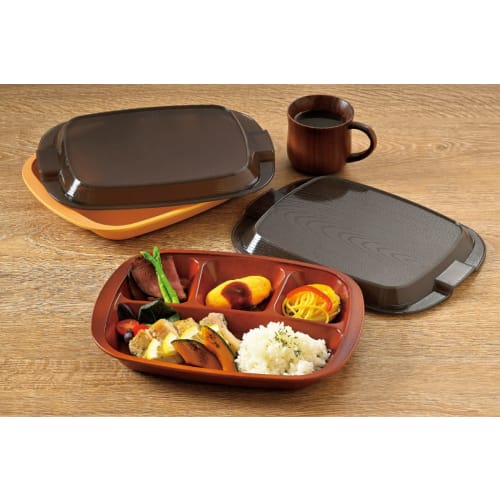 Tatsumiya (Tatsumiya) Wood Grain Uchiben (Khaki/White) Size: Approx. W26 D20 H5 55160