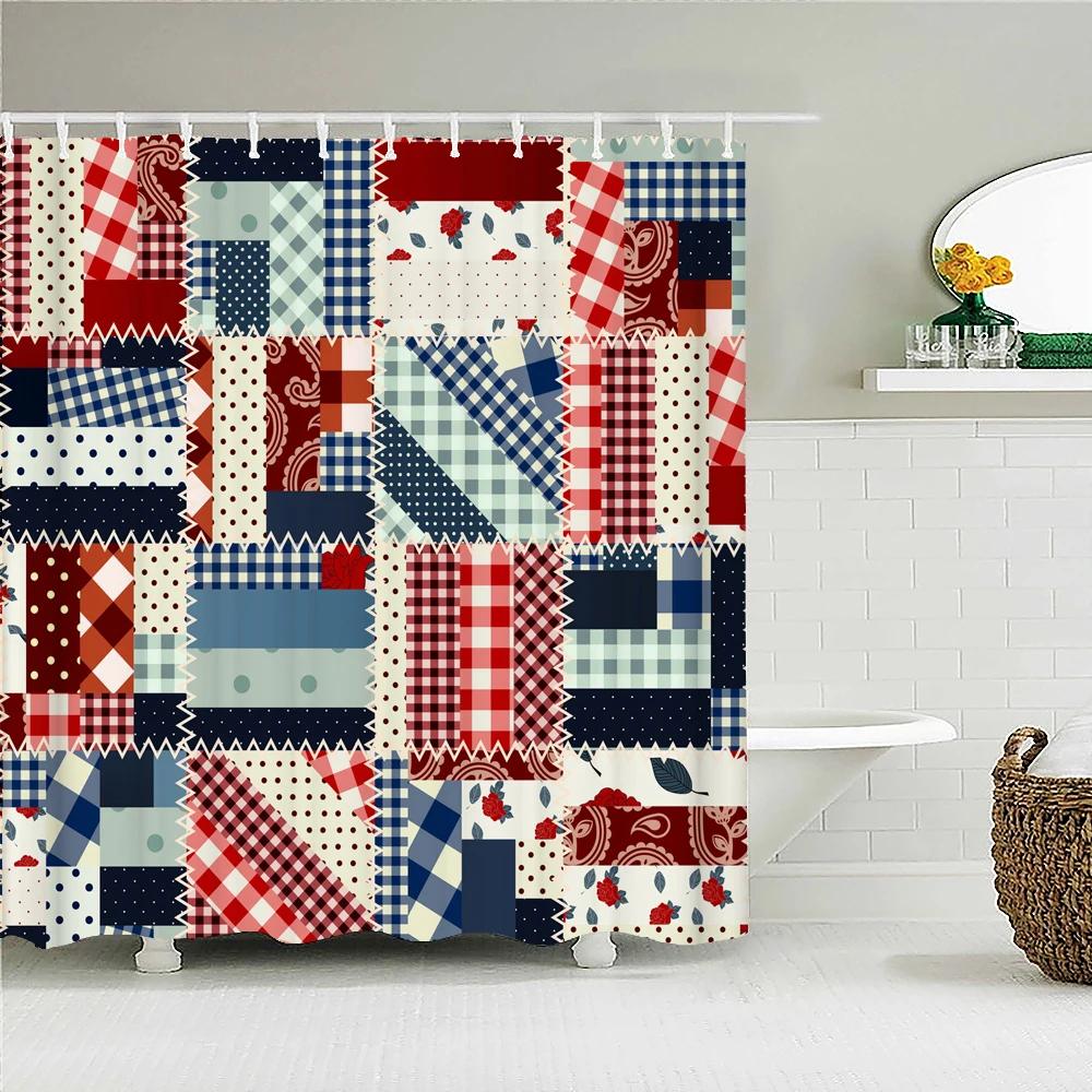 Waterproof Fabric Shower Curtain Colorful Flowers Pattern Printed Shower Curtains With 12 Hooks Multi-size Bath Screen