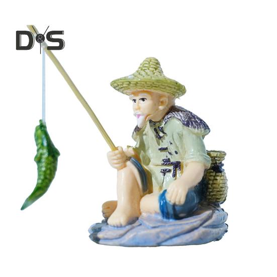 

Рыболовная фигурка для аквариума, песчаник, рыбак, миниатюрный пейзаж, винтажное дзен-украшение для аквариума, сада, домашнего аквариума разноцветный