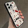 Cute Cat Transparent Phone Case for 16/17 Pro Max with Black Edge