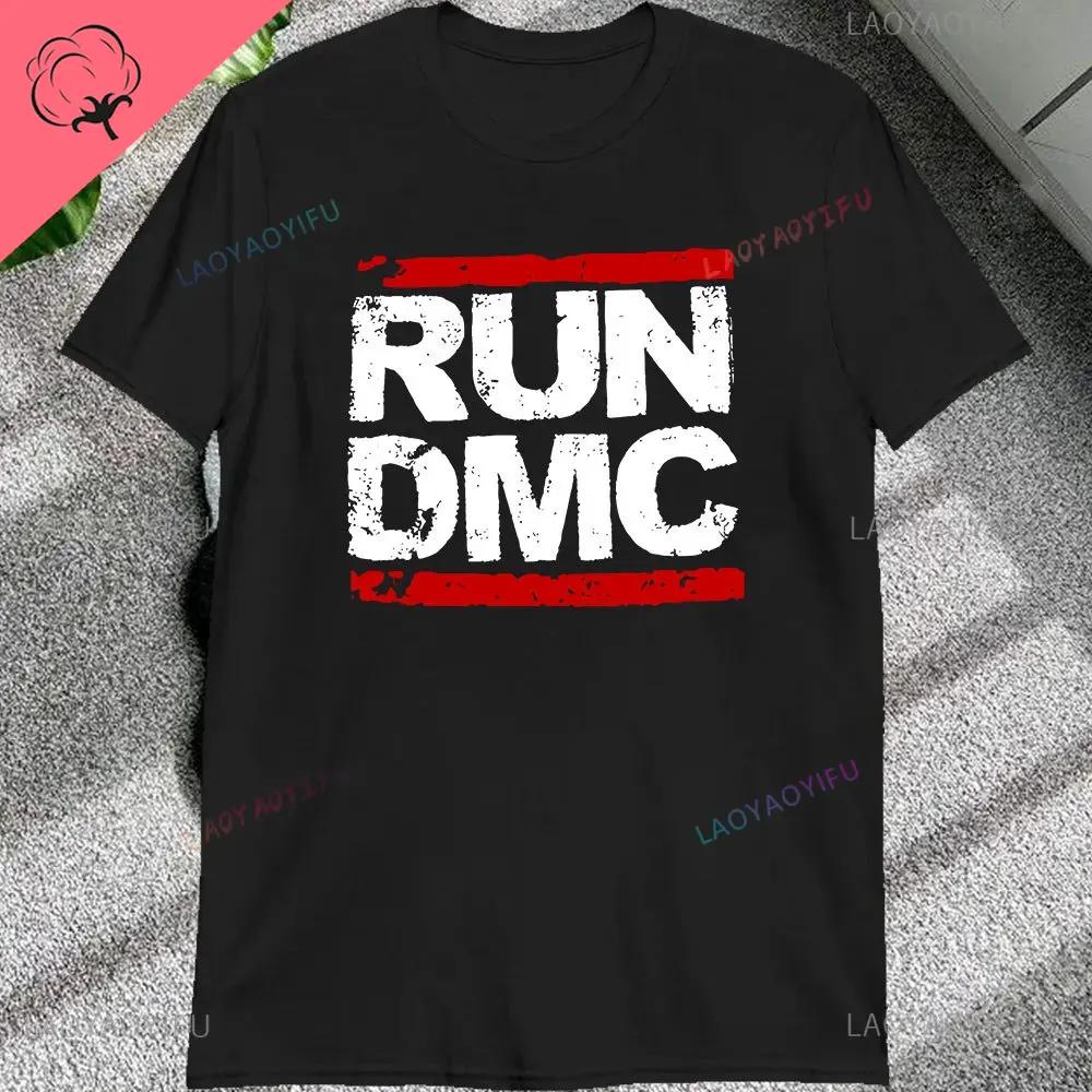 Vintage Run Dmc Hip Hop Rock Muisc Printed Graphic Male Tshirts Short Sleeve Streetwear Loose Women Tshirt Casual Fashion Tees