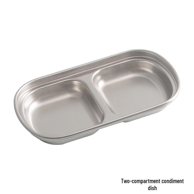 Korean Style Stainless Steel Divided Dipping Sauce Dish