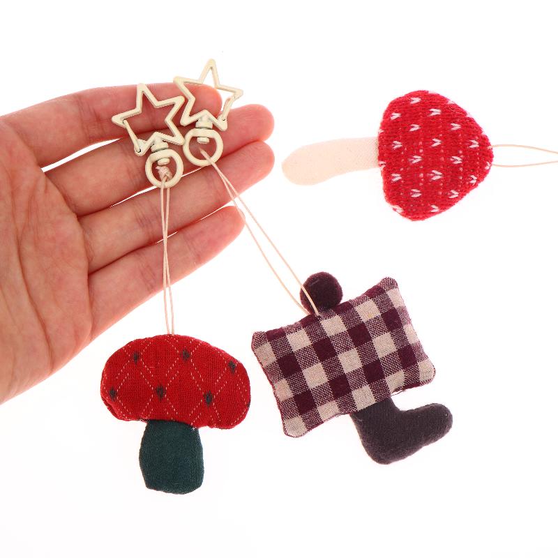 Waldstoff Pilz Schlüsselanhänger Taschenanhänger Schlüsselring Einfach Alles-Passend Taschen Dekoration Zubehör