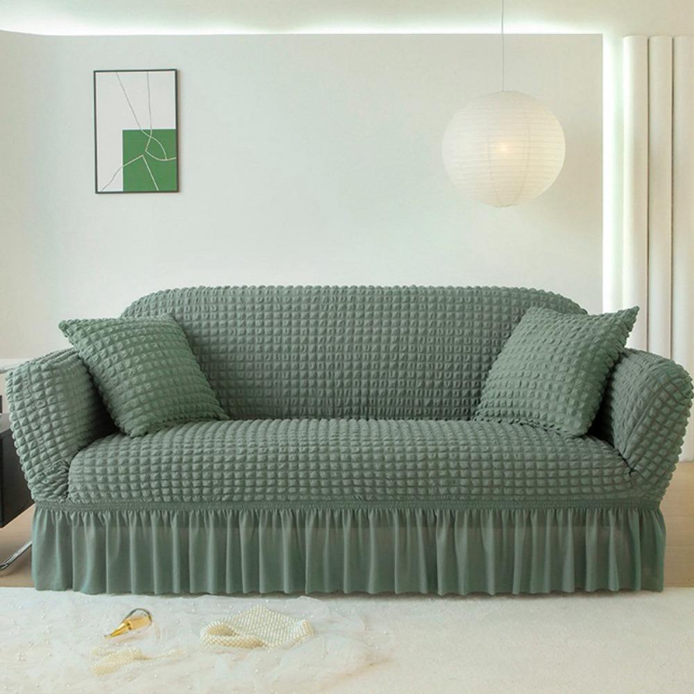 Copridivano Universale a L 3 Posti con Chaise Stretchabile Tessuto a Bolle Antipolvere Copertura Protettiva