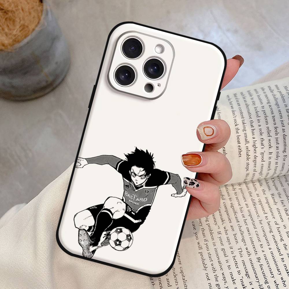 Anime BLUE LOCK Handyhülle Für IPhone 17,16,15,14,13,12,11 Plus,Pro,Max,XR,XS,X,7,8 Plus,Mini Schwarzes Silikon Weich
