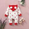 Strawberry Hooded Romper with Bow for Babies 0-2 Years - Zippered Autumn/Winter Crawling Sweater