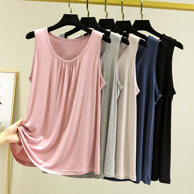 Home vest women's summer thin large size loose sleeveless top casual round neck inner suspender bottoming shirt
