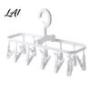 Plastic Clothing Clip Clothes Drying Rack with 12 Clips Heavy Duty Rotatable Multi Hanger Foldable Hanger Anti-Slip Organizer for Underwear