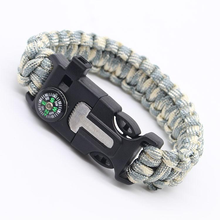 Braccialetto di Sopravvivenza in Paracord 5-in-1 Braccialetto da Polso Multifunzionale di Emergenza per Campeggio Escursionismo Avventura