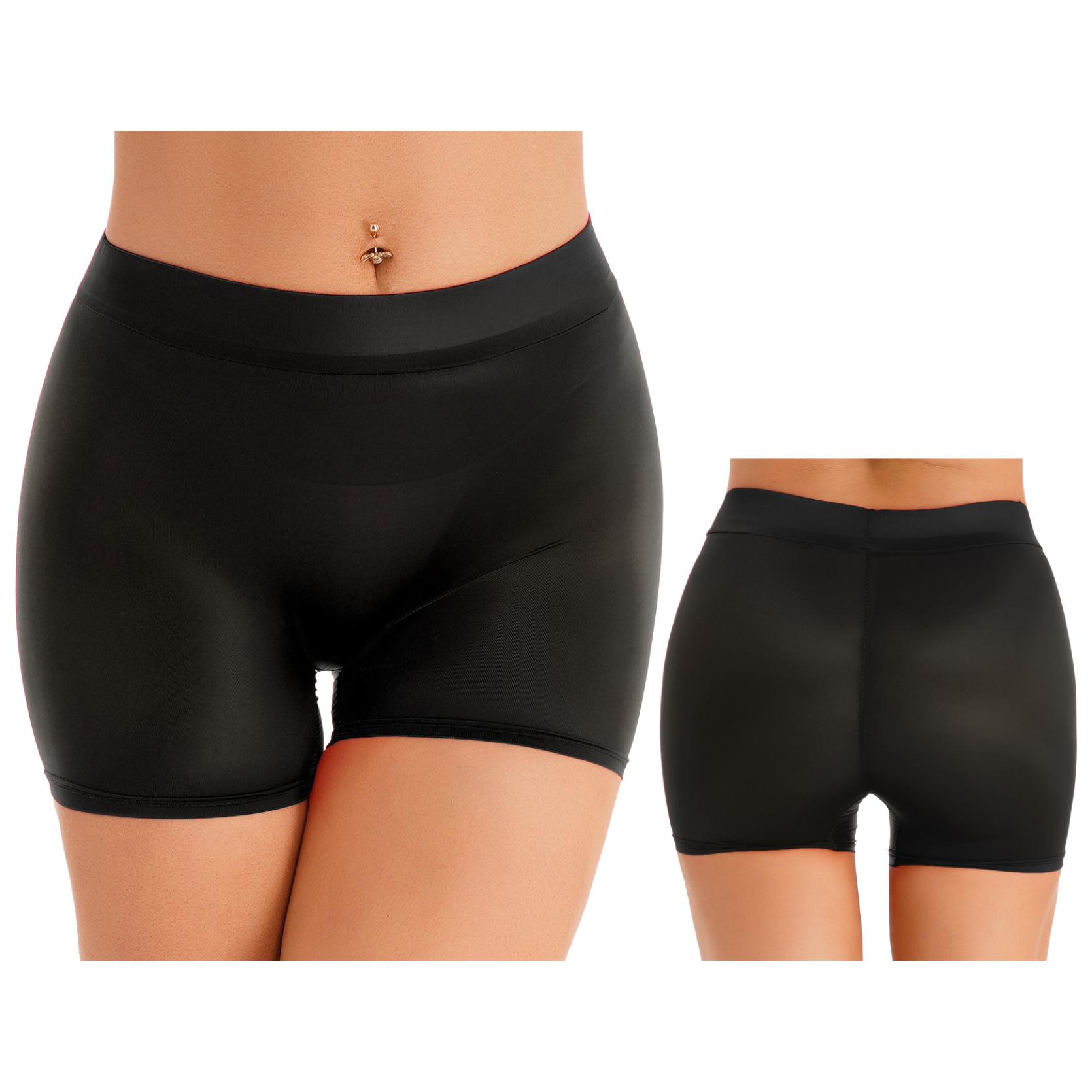 

Женские полупрозрачные шорты, глянцевые эластичные шорты с низкой посадкой, нижнее белье, ночное белье чёрный