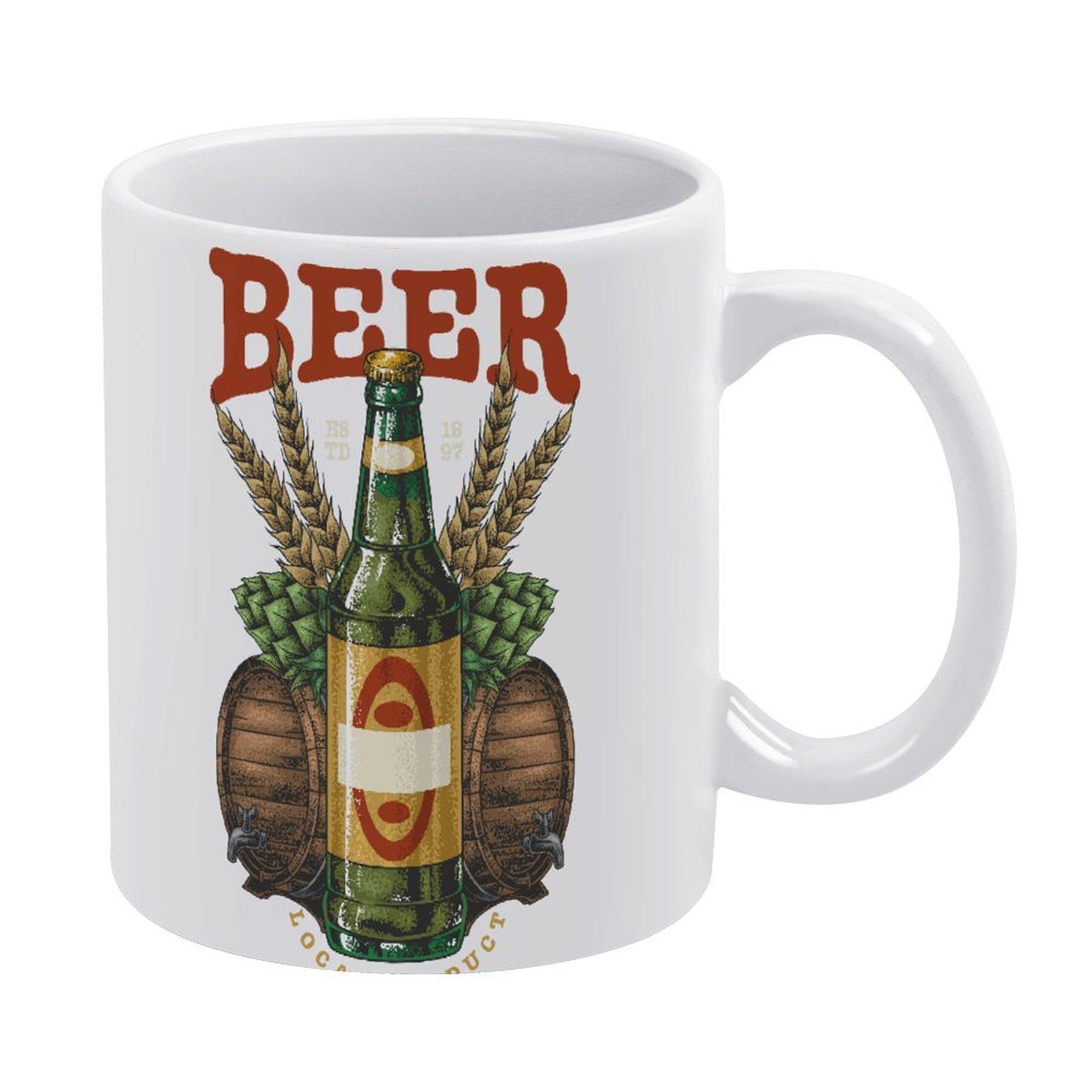 

1pc 11oz Double-Sided Printed Mug for Beer Fans, Clean and Durable Ceramic, Fun Daily Gift for Friends белый