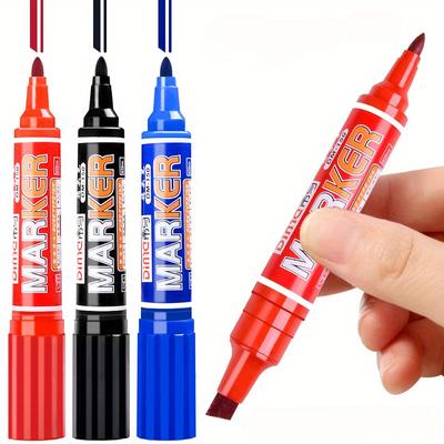 10 stücke Wasser Beweis Permanent MarkerBullet Büro liefert Dual tipps Permanent marker Logistik Kurier Schwarz/blau/rot farbe doppel kopf runde kappe