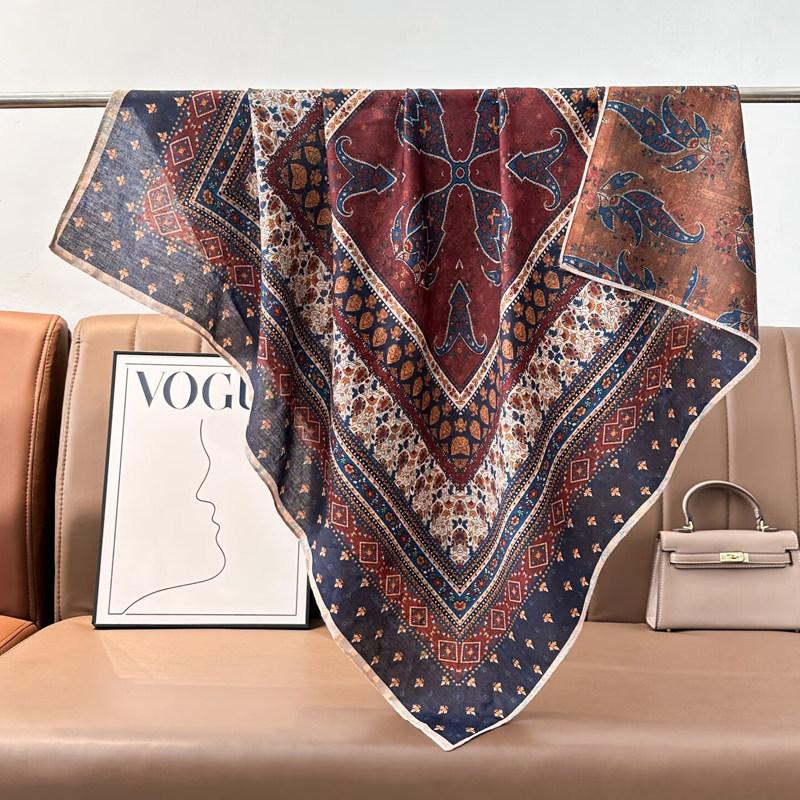 Polka dot double-sided heterochrome ethnic style retro 91 velvet large square scarf silk scarf women's spring and autumn warm shawl scarf scarf