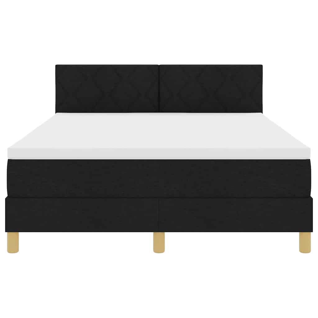 Box Spring Bed with Pillows Black 140 x 190 cm Fabric