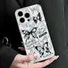 Large Hole Transparent Phone Case Compatible and Suitable for iPhone15 14 13 12 11promax xsmax xr 7 8plusSE Elegant Black Butterfly