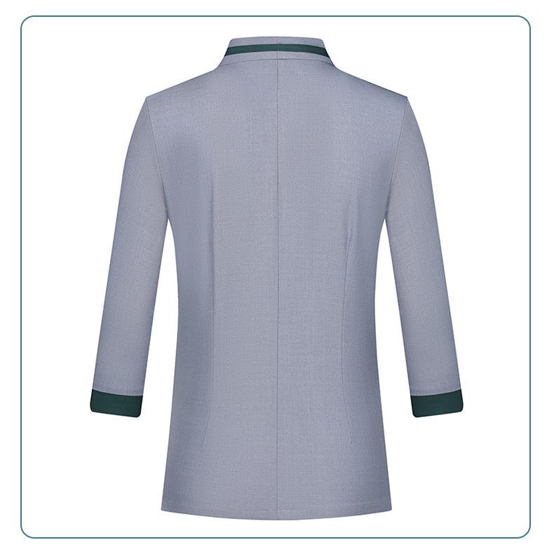 Women's Three-Quarter Sleeve Hotel Attendant Uniform with Print Embroidery