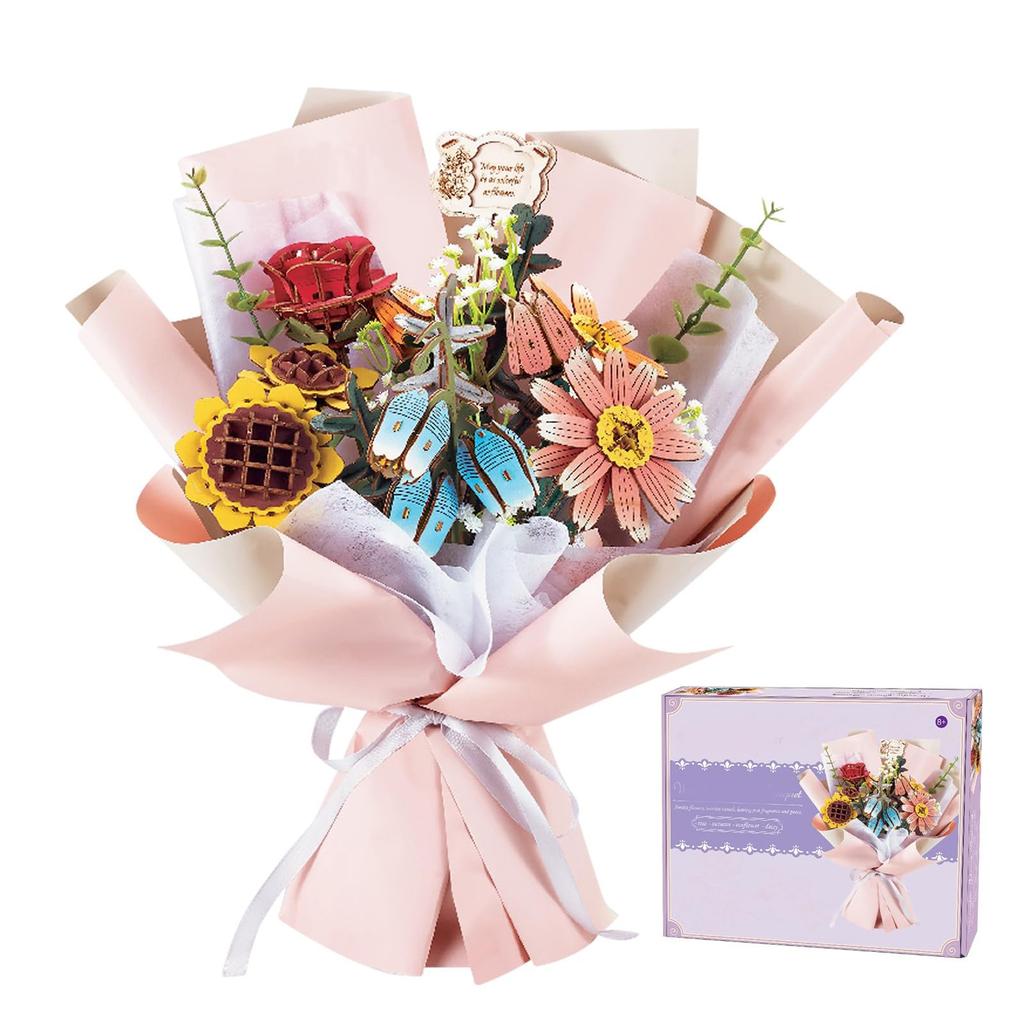 DIY Wooden Flower/assembled Flower Set Bouquet, Interesting Jigsaws Bouquet Assembly Toy