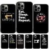 Eat Sleep Sew Repeat Phone Case For iPhone 17 Air 16 15 14 11 12 13 Pro MAX Plus Cover Shell Coque