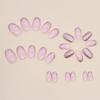 24 Pieces Short Round Head Flash Red Pink French Wearing Armor European and American Spice Girls Fake Nails Wearable Manicure Nails