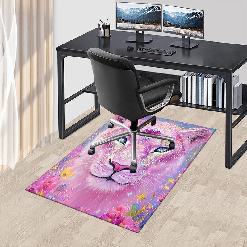 

1pc Glowing Lioness Office Chair Mat - Sparkling Heart Design, Anime Cartoon Style, Non-Slip Rug for Home and Office Decor, Suitable for All Seasons.H 60cm by 90cm