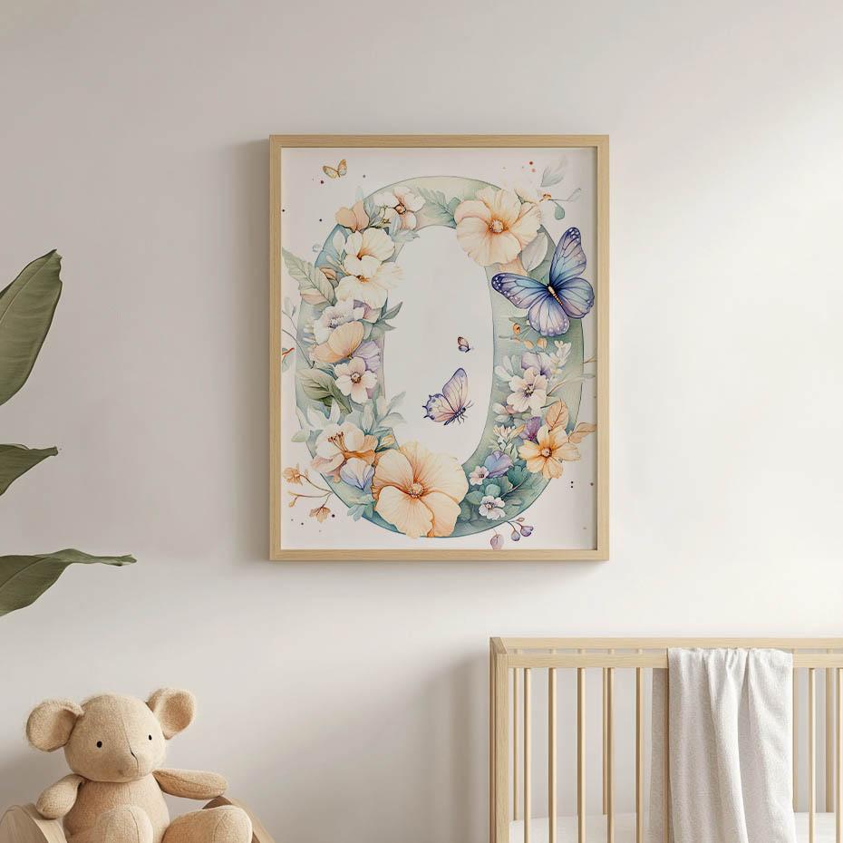 Poster Joyful "O" In a Flower Wreath Poster Joyful "O" In a Flower Wreath, 30X40 Cm, Dark Brown Wooden Frame, 230 Gsm Matte Paper