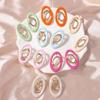 Korean Version of Simple Fashion Macaron Trend Multi-colored Geometric Oval Stud Earrings Versatile and Show Temperament Daily Women's Style