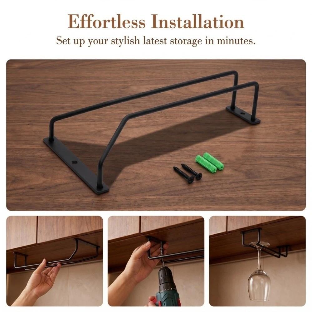 27/35cm Under Cabinet Stemware Holder 1/2/3 Row Hanging Cup Holder Home Storage