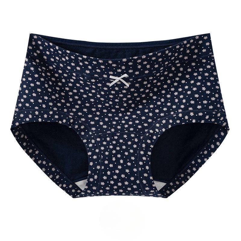 Damen Frühling und Herbst Garten Floral Reine Baumwolle Antibakteriell Bequem Ohne Naht Taille Dreieck Slip