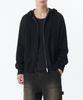 Crochet Knit Hooded Zip-Up [Black]