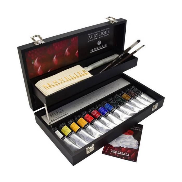 Coffret Peinture Acrylique - Sennelier - Extra-fine - 13 tubes de 60 ml - Couleurs éclatantes - Professionnel