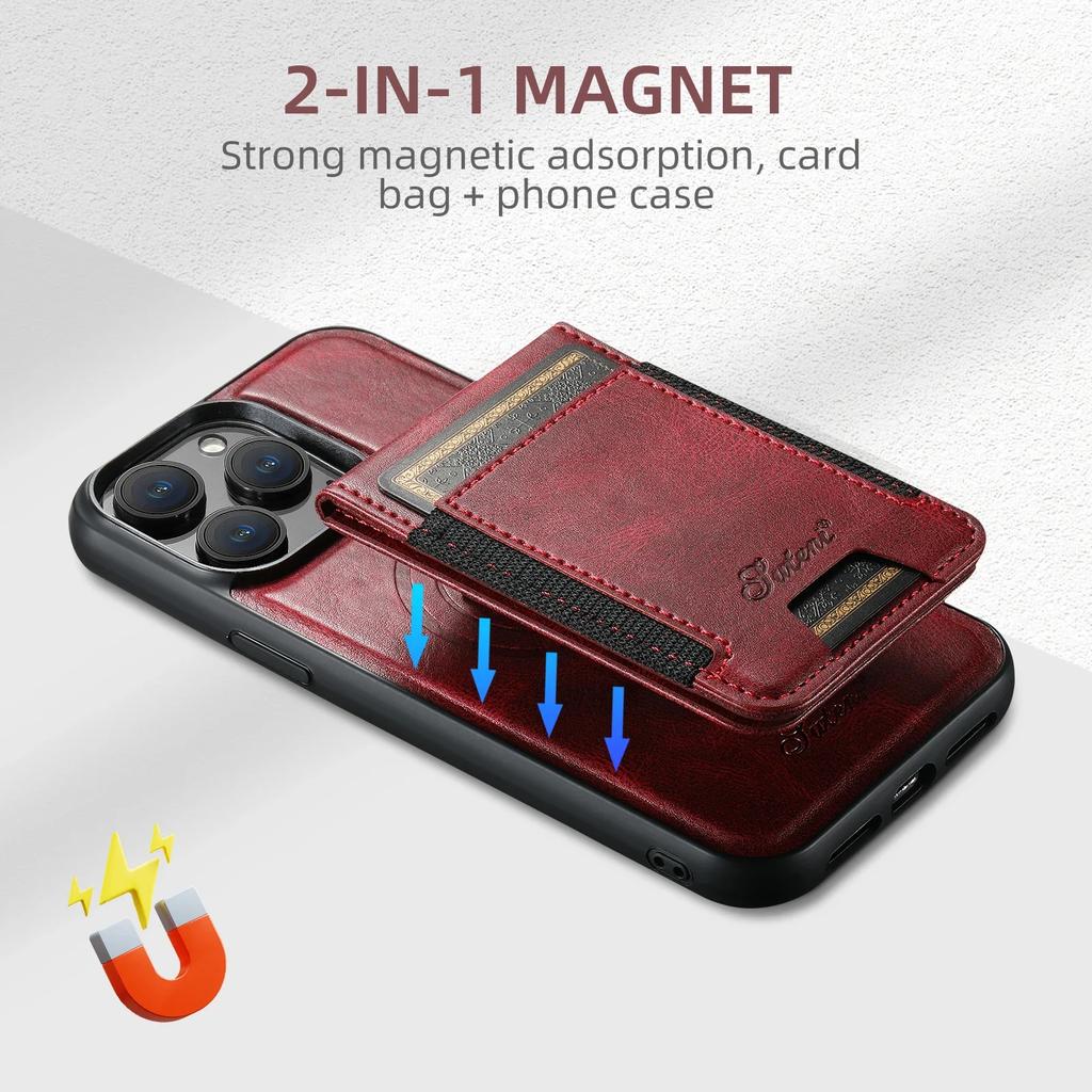 2 in 1 Detachable Cards Solt Wallet Leather Vertical Bag Case For iPhone 15 16 Pro Max 13 12 14 Plus Magnetic For Magsafe Cover