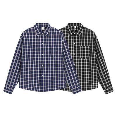 In Autumn, That Is A Plaid Long-Sleeved Shirt, Hong Kong Style Men'S Casual Loose Lapel Shirt.