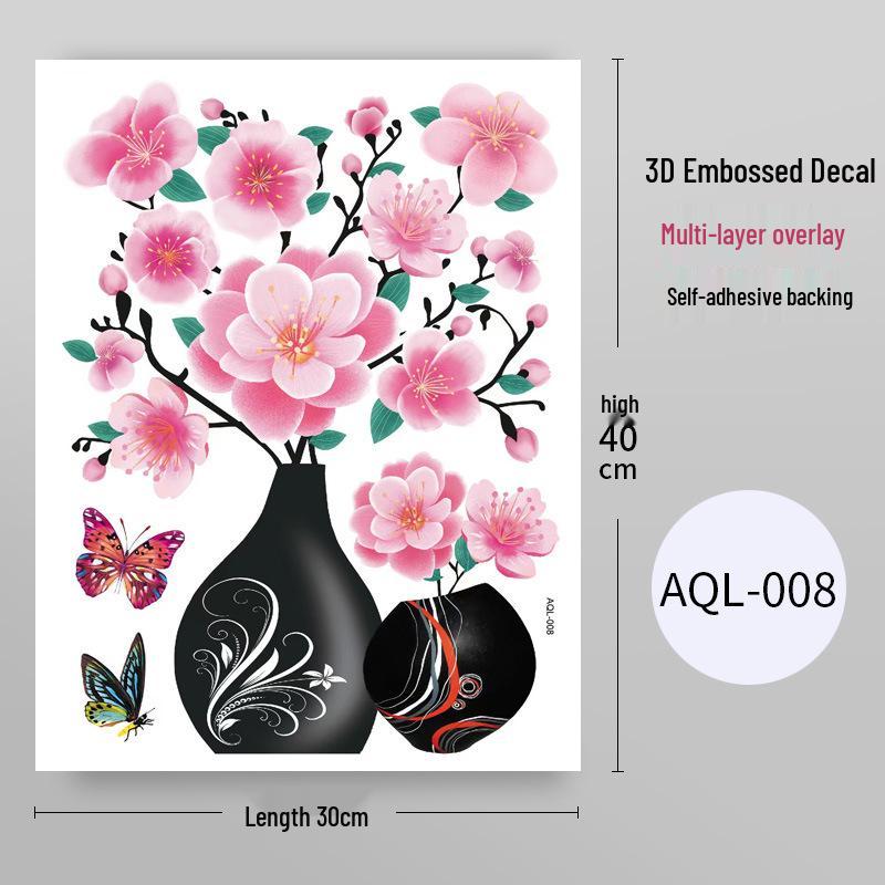 

3D Водонепроницаемая самоклеящаяся наклейка на стену в виде вазы для украшения шкафа и холодильника