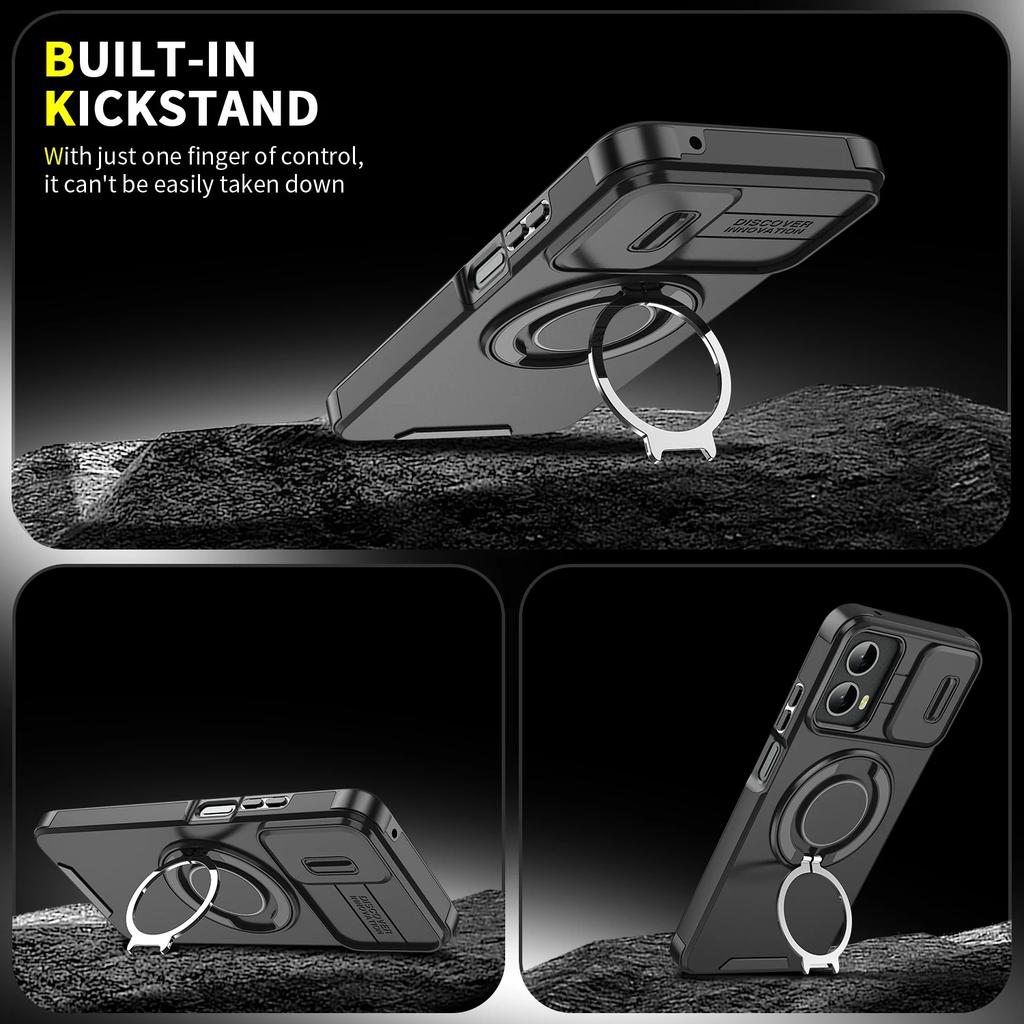 Armor Magnetic Holder Case for Motorola Moto G Play 5G G5G GStylus 5G GPower 5G 2024 Slide Camera Protection Shockproof Cover