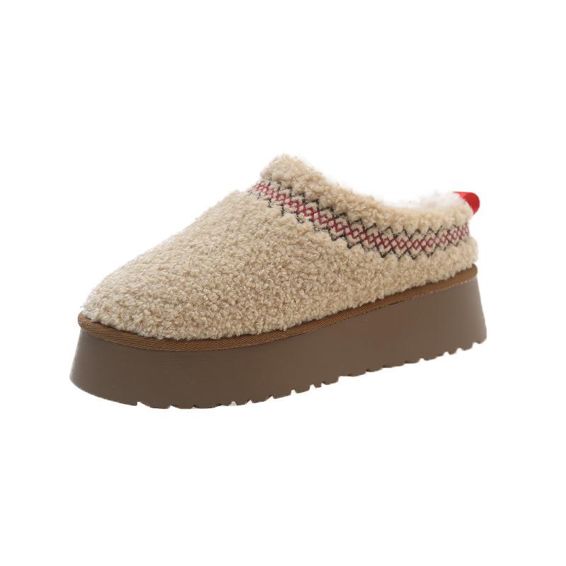 

Вьющиеся Верхние Женские Тапочки с Плюшевой Подкладкой - Мягкие Эластичные Тапочки на Подошве-Маффин Домашние Уличные Тапочки Утолщенные Теплые Легкие Удобные Туфли 42 хаки