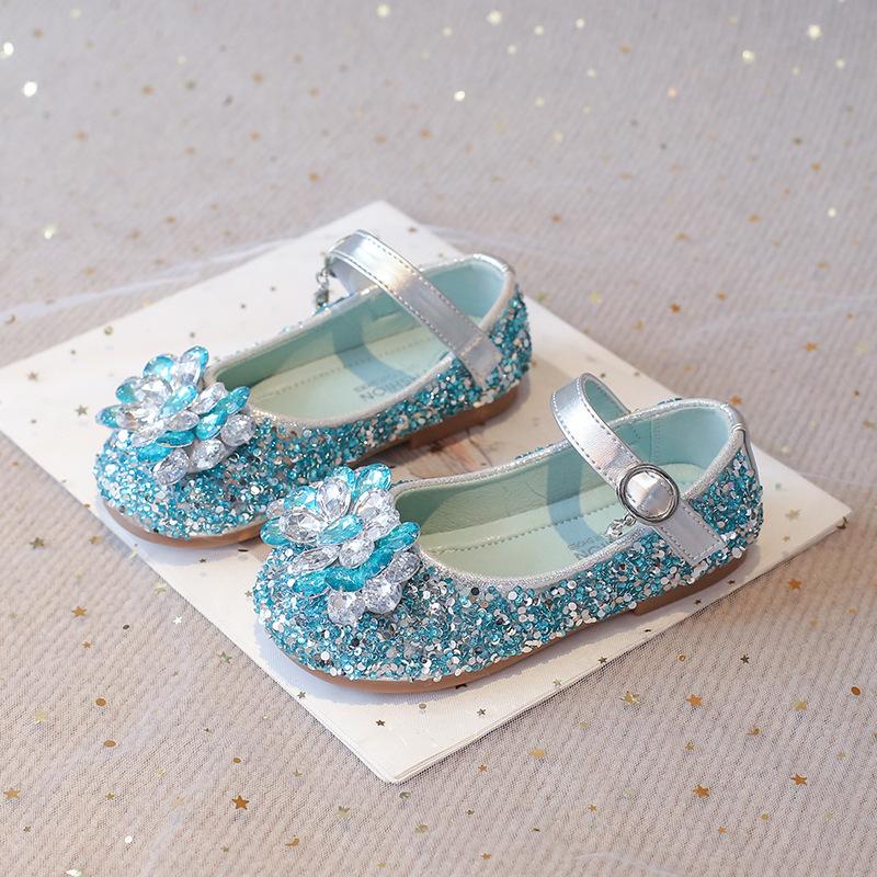 

Aisha Little Leather Shoes Spring New Girls Princess Shoes Little Girls Crystal Shoes Rhinestone Baby Flats for Performances 25Inner Length15.5cm сапфірове скло синього кольору кольору