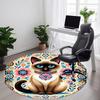 1pc Floral Cat Office Round Area Rug, Indoor Mat Suitable For Office, Under Office Chairs Bedroom Living Room Home Decor, Room Deco