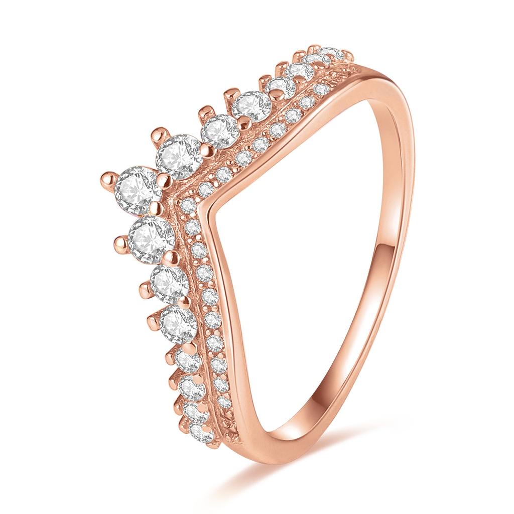 2023 Fashion Silver Plated Princess Tiara Crown Sparkling Love Heart Rings for Women Jewelry Anniversary Gift