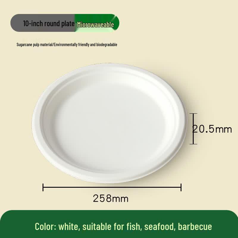 Shengjia Disposable Sugarcane Pulp Plates 10 inch