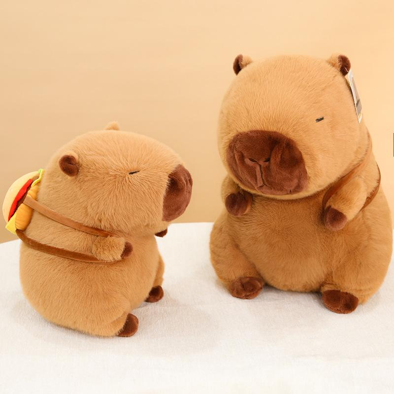 Ny hamburgerryggsekk kapibara capybara dukke plysjleke capybara dukke gave til jenter