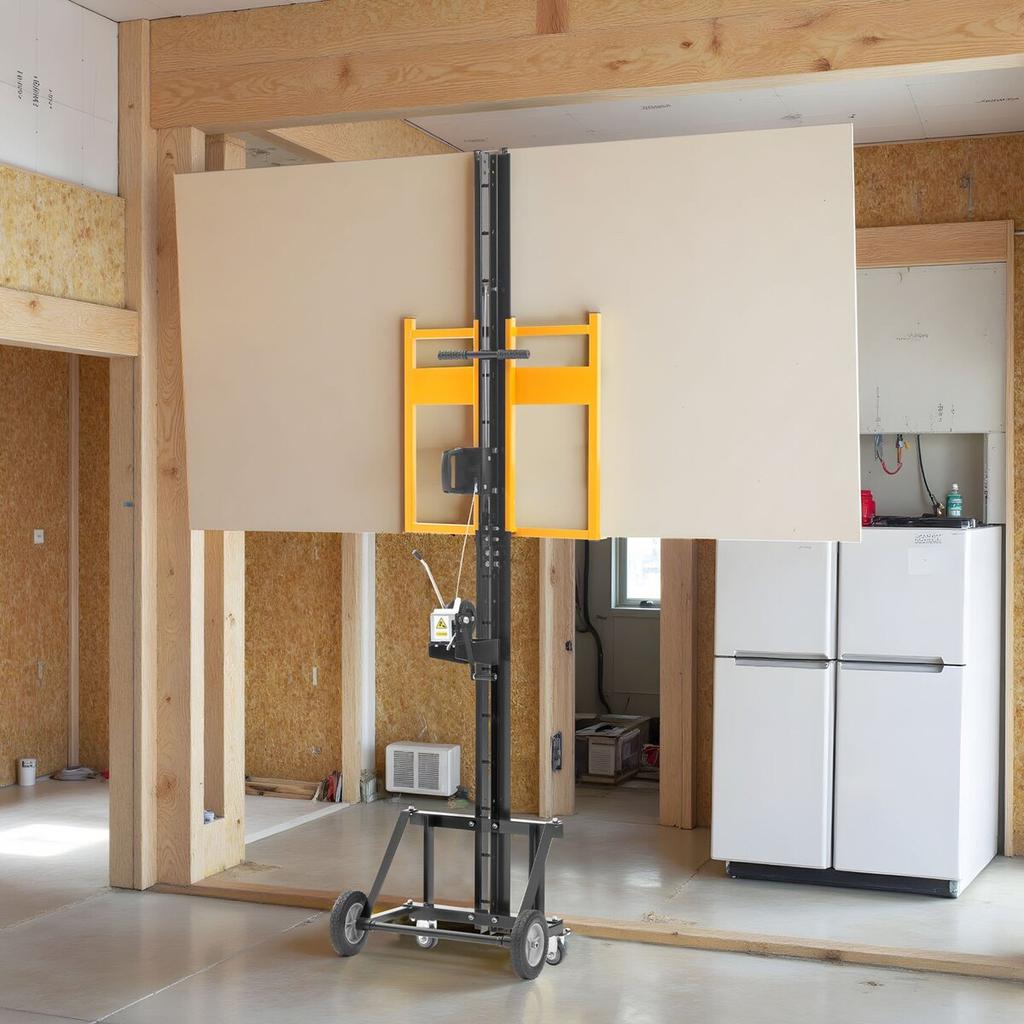Sollevatore per Cartongesso, Paranco Robusto da 68 kg per Lastre di Cartongesso per Installazione a Soffitto e Parete, Installazione di Cartongesso da Parte di Una Persona, Max 1219x4878 mm. Pannello Verticale