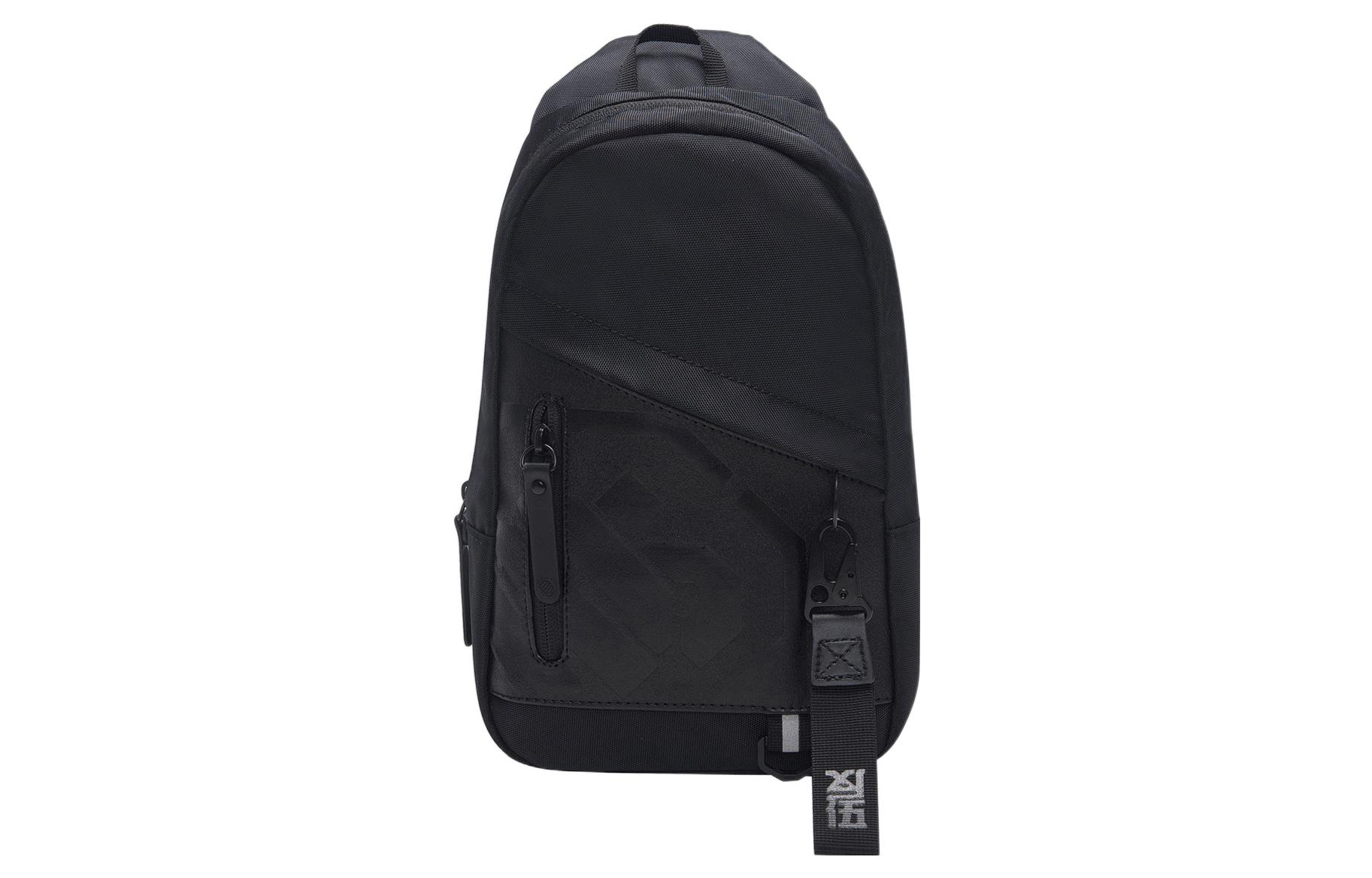 Li Ning Fabric Shoulder Bag, Crossbody Bag, Sling Bag Regular Unisex Pure Black ABDS439-3