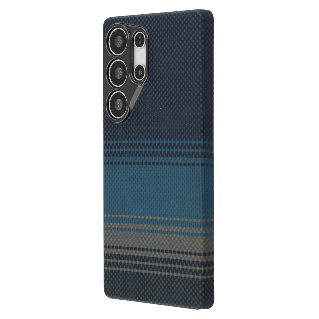 Per Samsung Galaxy S25 Ultra Custodia Magnetica Ritagli Precisi Cover per Telefono in Fibra Aramidica Gradiente con Cornice Obiettivo in Metallo