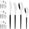 16Pcs Western Golden Cutlery Set Knife Fork Spoon Dinnerware Set Flatware Stainless Steel Silverware Party Kitchen Tableware