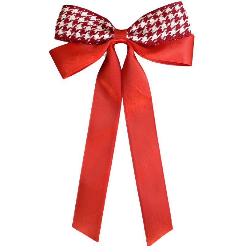Houndstooth Bow Hair Clip for Girls - Princess Ribbon Hair Accessory